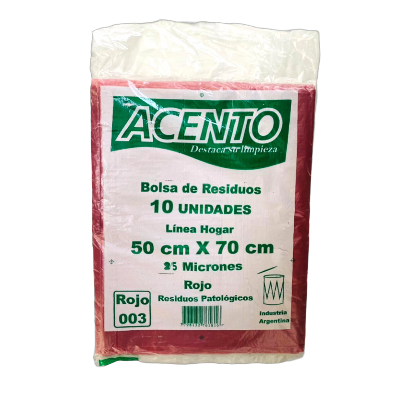 Bolsa residuo acento 50x70 BOLSA 50X70 ROJA 30 M X 10 UNIDADES - Imagen 1