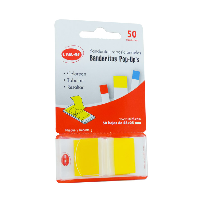 util-of-amarillas TACO BANDERITAS UTILOF ADHE 45X25MM AMAR - Imagen 1