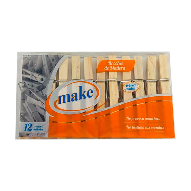 broches-madera-make BROCHES DE MADERA MAKE X 12 UNIDADES - Imagen 1